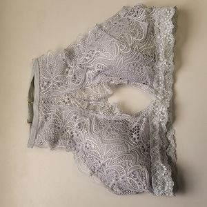 Sophie B. Gray Lace Highneck Bralette